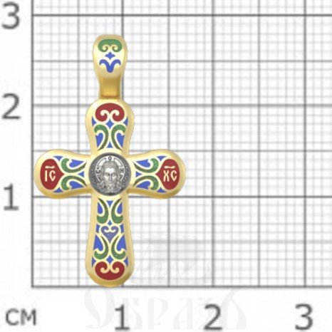 крест спас нерукотворный, хризма, серебро 925 проба с золочением и эмалью (арт. 19.013)