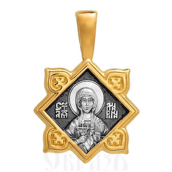 образок «святая великомученица марина (маргарита). ангел хранитель», серебро 925 проба с золочением (арт. 102.135)