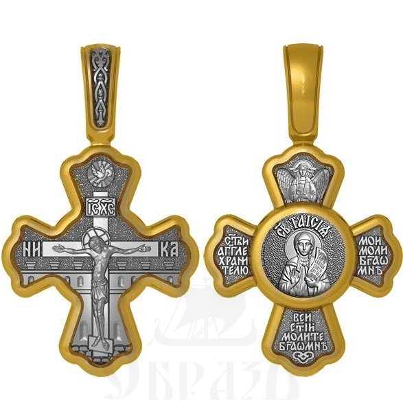 крест святая блаженная таисия египетская, серебро 925 проба с золочением (арт. 04.049)