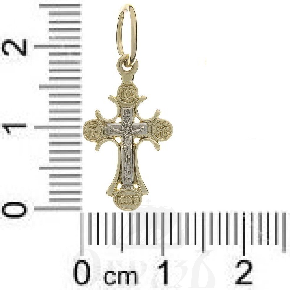 золотой крест с молитвой "спаси и сохрани", 585 проба желтого и белого цвета (арт. п10089-з5жб)